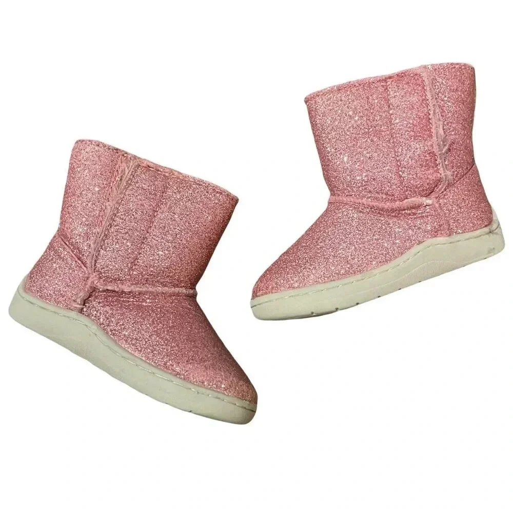 Wonder Nation Pink Glitter Fleece Lined Boots Size 3 Toddler Girl